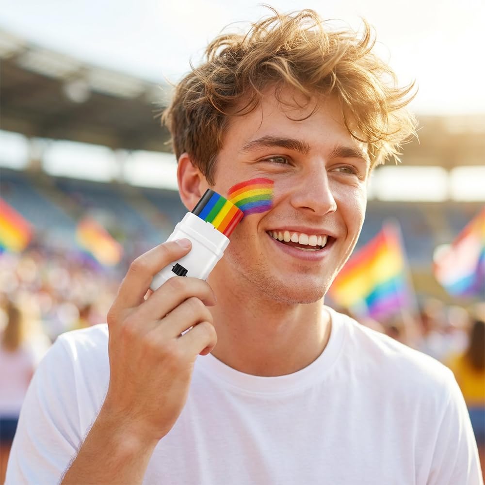 Rainbow Face Paint Stick, 2026 New Pride Face Paint Stick, Face Body Paint for Pride Parade, Festival Body Paint for Pride Party, Rainbow Body Paint for Adults Celebrations Festival (1 unit)