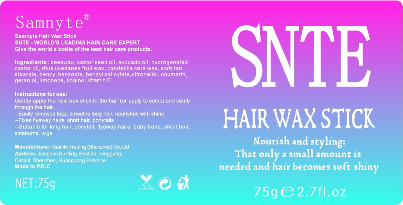 Hair Wax Stick and Slick Back Hair Brush Set to Tame Frizz, Flyaways, Sleek Ponytails, Buns & Braids - 12H Hold, Non-Greasy Hair Styling Kit, Styling Accessories for Teen Girls, Women, Kids, Men