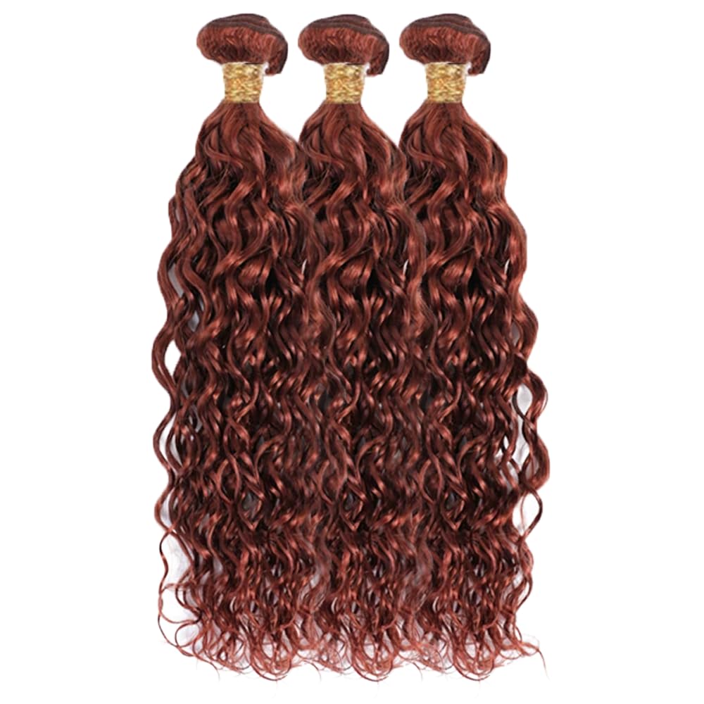 34 34 34 Inch Copper Brown Bundles Human Hair Color #33 Bundles Copper Red Water Wave Bundles Brazilian Virgin Remy Hair 3 Bundles Reddish Brown Water Wave Bundles 100g/Pc
