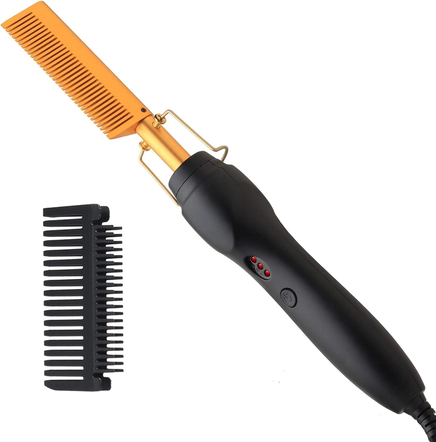 Electric Hair Straightening Comb - Ceramic Flat Iron Brush for Natural Black Hair | Anti-Scald Portable Design