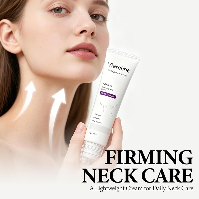 Collagen Neck Cream - Firming & Lifting Treatment for Crepey Skin | Five Roller Applicator