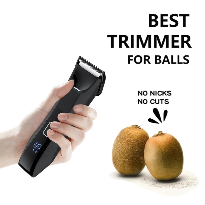 Manscaper Trimmer for Men, 2-in-1 Ball & Body Hair Groomer - Pubic & Groin Hair Shaver with Dual-Head, No-Nick Shaving, Smooth Grooming - Lightweight, Travel Lock, IPX7 Waterproof & LED Display