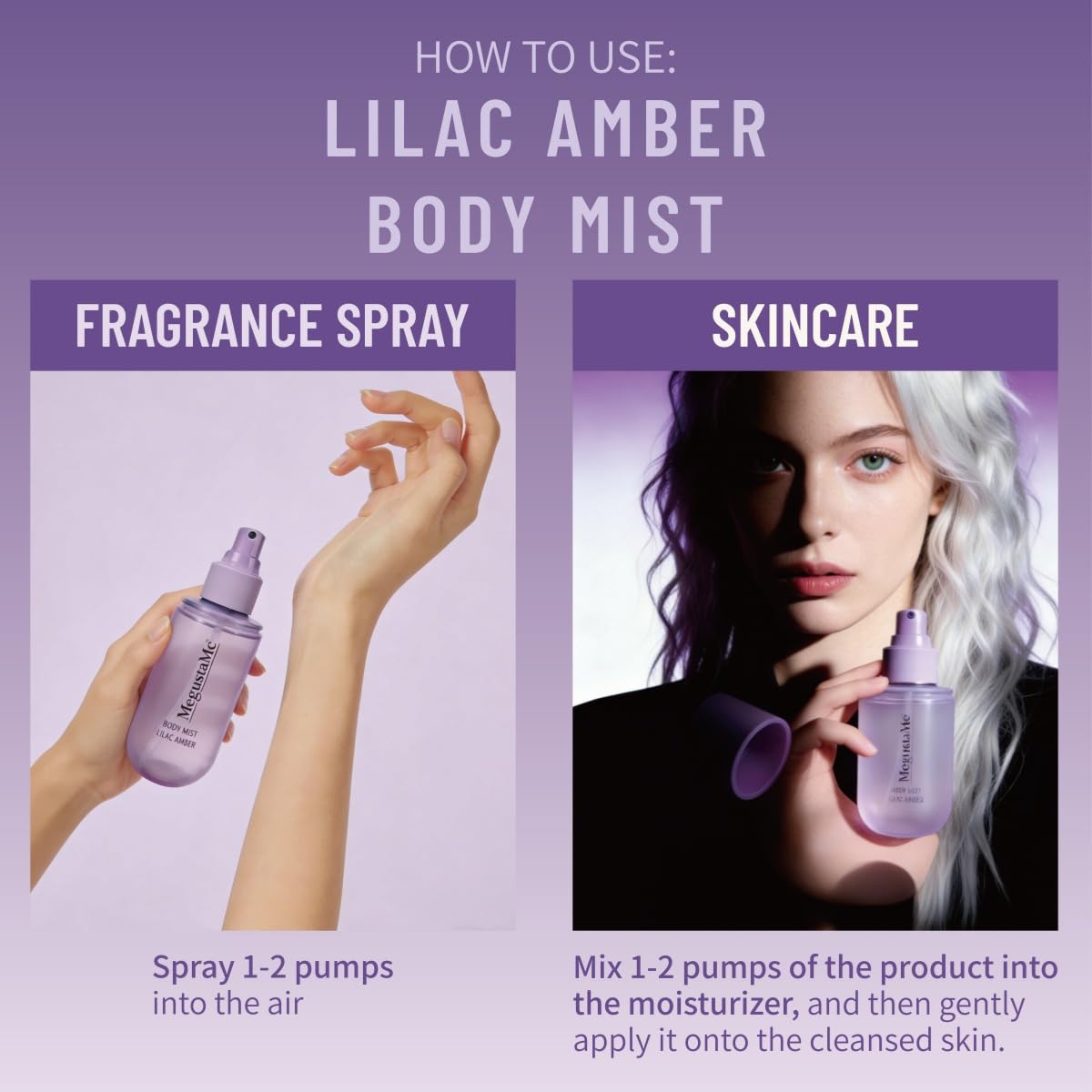 Lilac Amber Body Spray for Women - Long-Lasting Floral Woody Scent | Paraben-Free, Travel Size 3.38 fl oz (100ml)