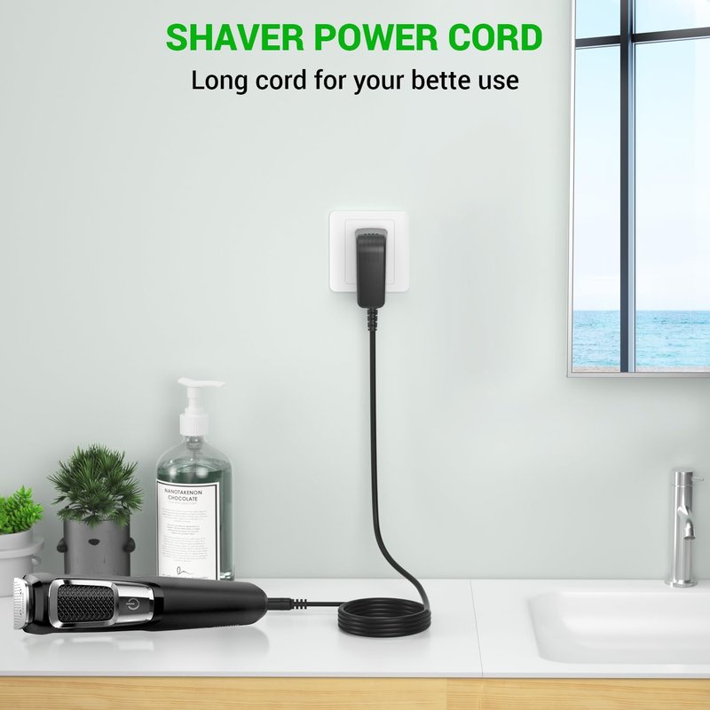 NFGEKT 8V Shaver Charger Compatible with Philips Norelco Multigroom HQ840 3000 Series MG3750 MG3750/50 MG3750/10 MG3750/60 MG3760 MG3760/50 Shaver Power Supply Cord Charger