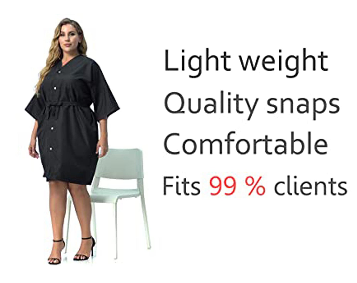 Salon Robes for Clients, Pack of 4, Hair Color Gown Cape for Women & Men, Grooming Smock-Kimono Style, 5 Snaps Closures