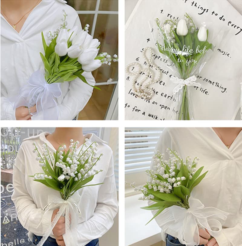 JOSON 12 Artificial White Lilies of the Valley Bouquet for Weddings