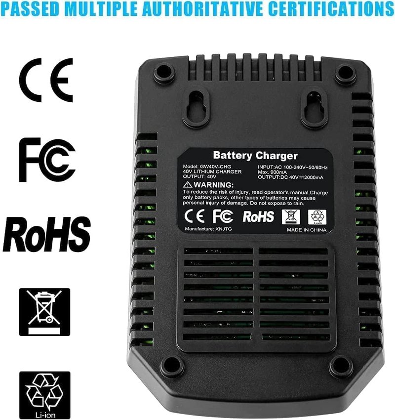 Powilling Replacement Charger Compatible with Greenworks 40V Battery Charger Lithium Ion 29482 29462 29472 2901319 2938302 BAF702 L-300 BAF704 BAF705 Compatible with 40V G-MAX Power Tools