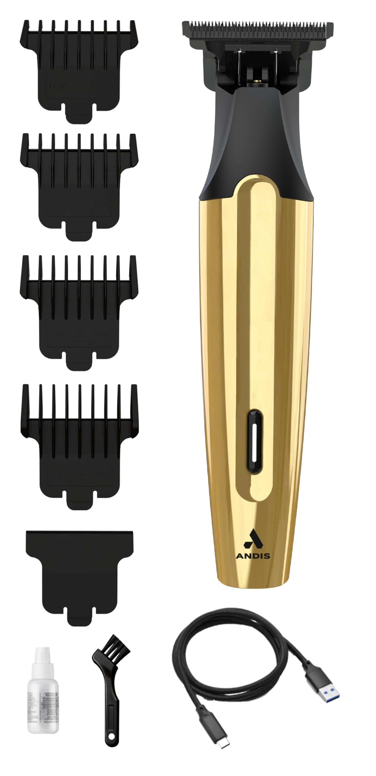 Andis 562442 Insight Slim Cordless High Powered Rotary Motor Hair Trimmer, 9-Piece Kit, Stainless-Steel T-Blade, Lithium-Ion Battery, Travel Lock, Gold