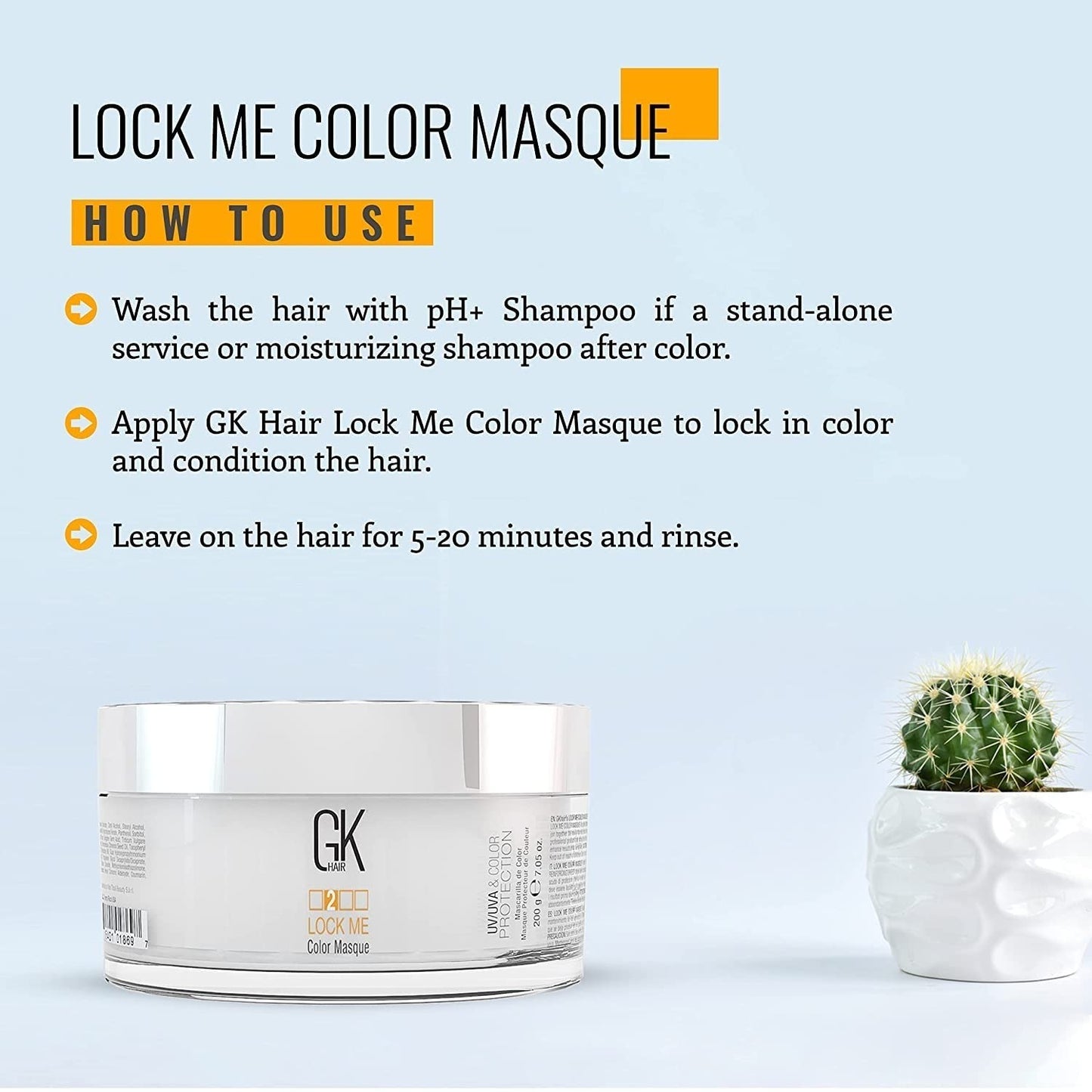 GK HAIR Lock Me color Masque 200g– Deep Conditioning Hair Mask for Color-Treated Hair, UV/UVA Color Protection, Smoothing & Strengthening Treatment Sulfate Free & Vegan, 5–20 Min Repair