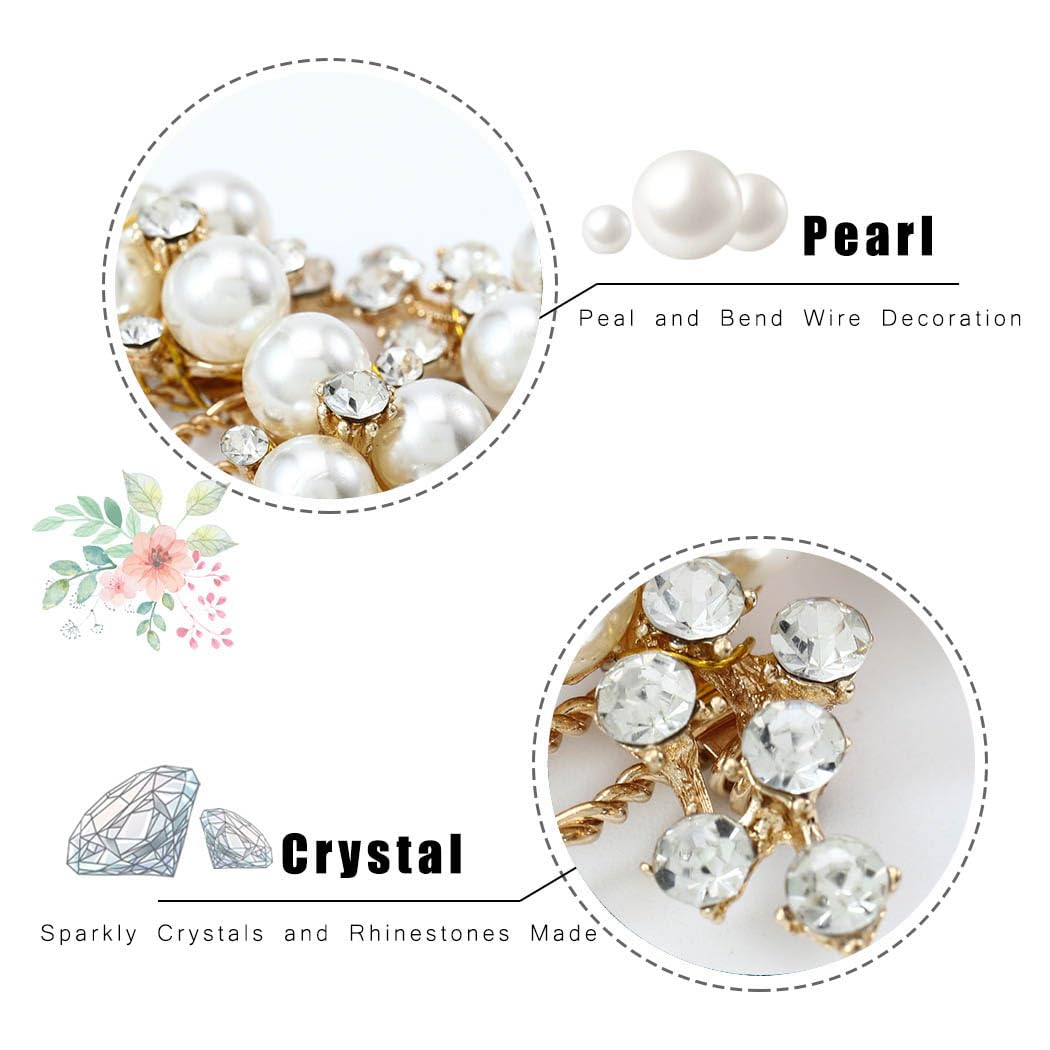 EVAZEN Pearl Wedding Hair Accessories Bridal Hair Comb Rhinestone Bride Hair Clip for Women(2 pcs)(Gold)