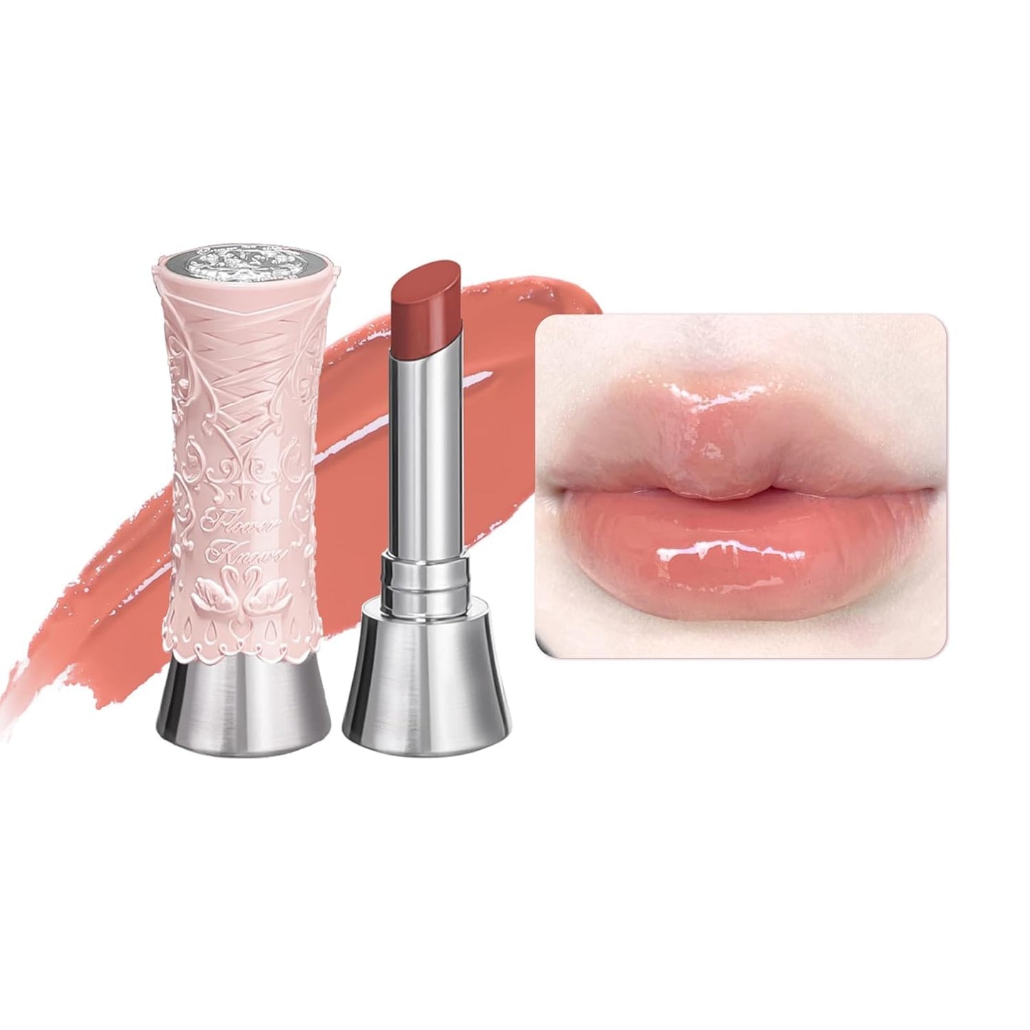 Swan Ballet Shine Lipstick - Hydrating Nude Peach Tinted Lip Balm for Long-Lasting Moisture | B03 Sweet Heart