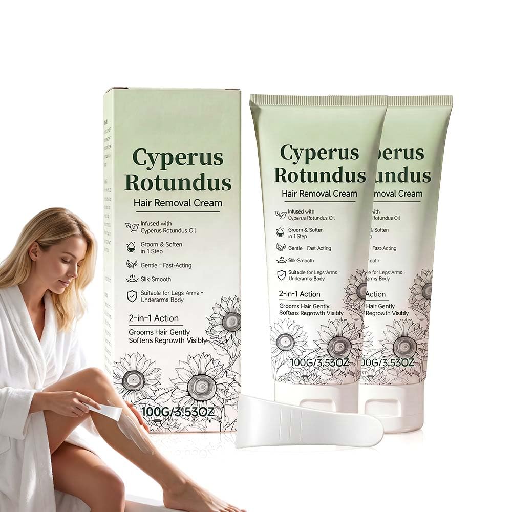 Cyperus Rotundus Oil Hair Removal Cream - Painless 2-in-1 Moisturizer for Arms, Legs & Underarms | 3.52 Oz