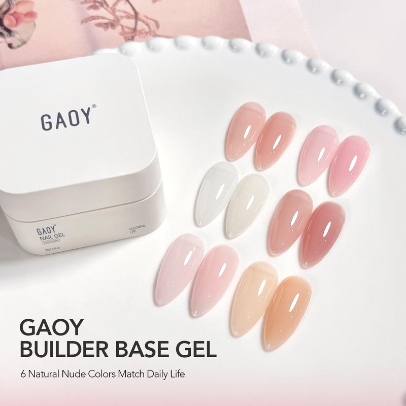 Colored Builder Base Gel - 4-in-1 Long Lasting Nail Strengthening | Nude Pink 30g with Brush