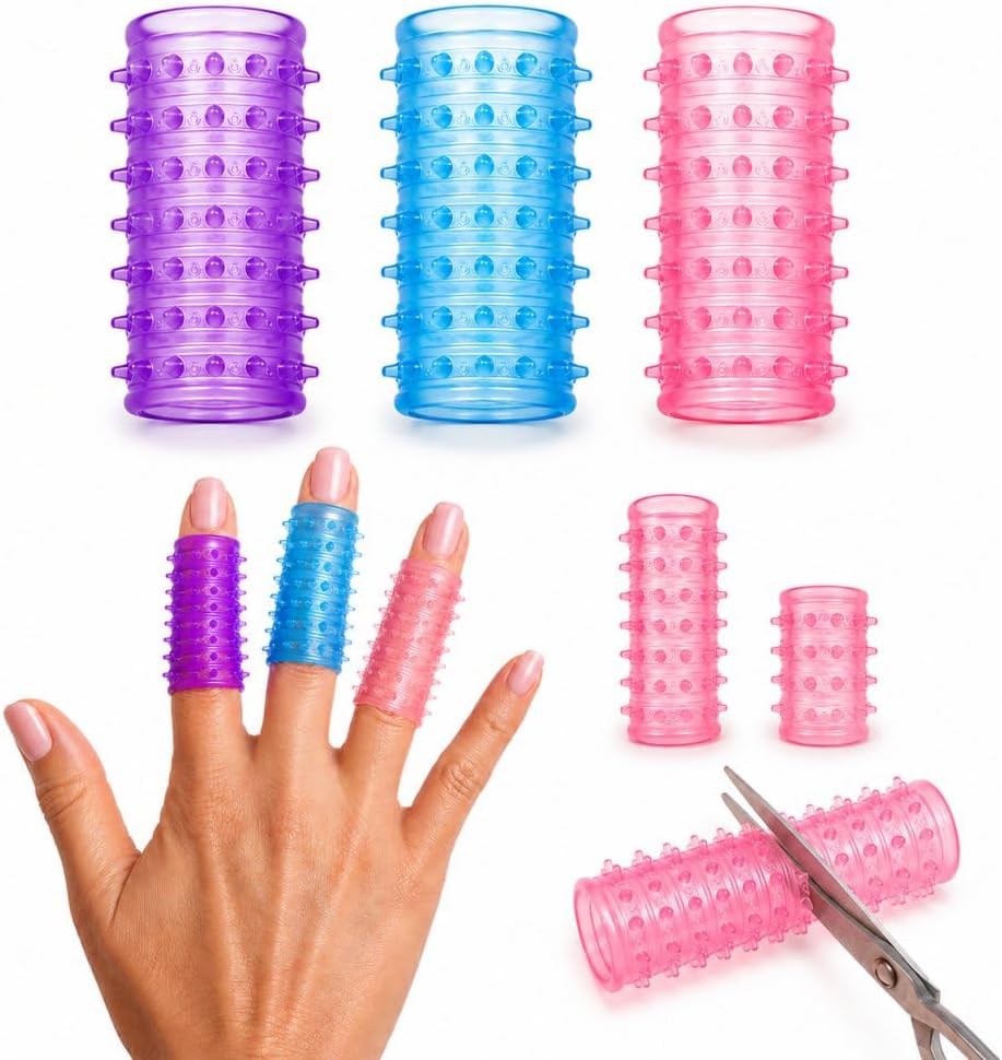 Fidget Support Finger Covers - Textured Silicone Sleeves for OCD, Anxiety & Nail Biting | 3-Pack