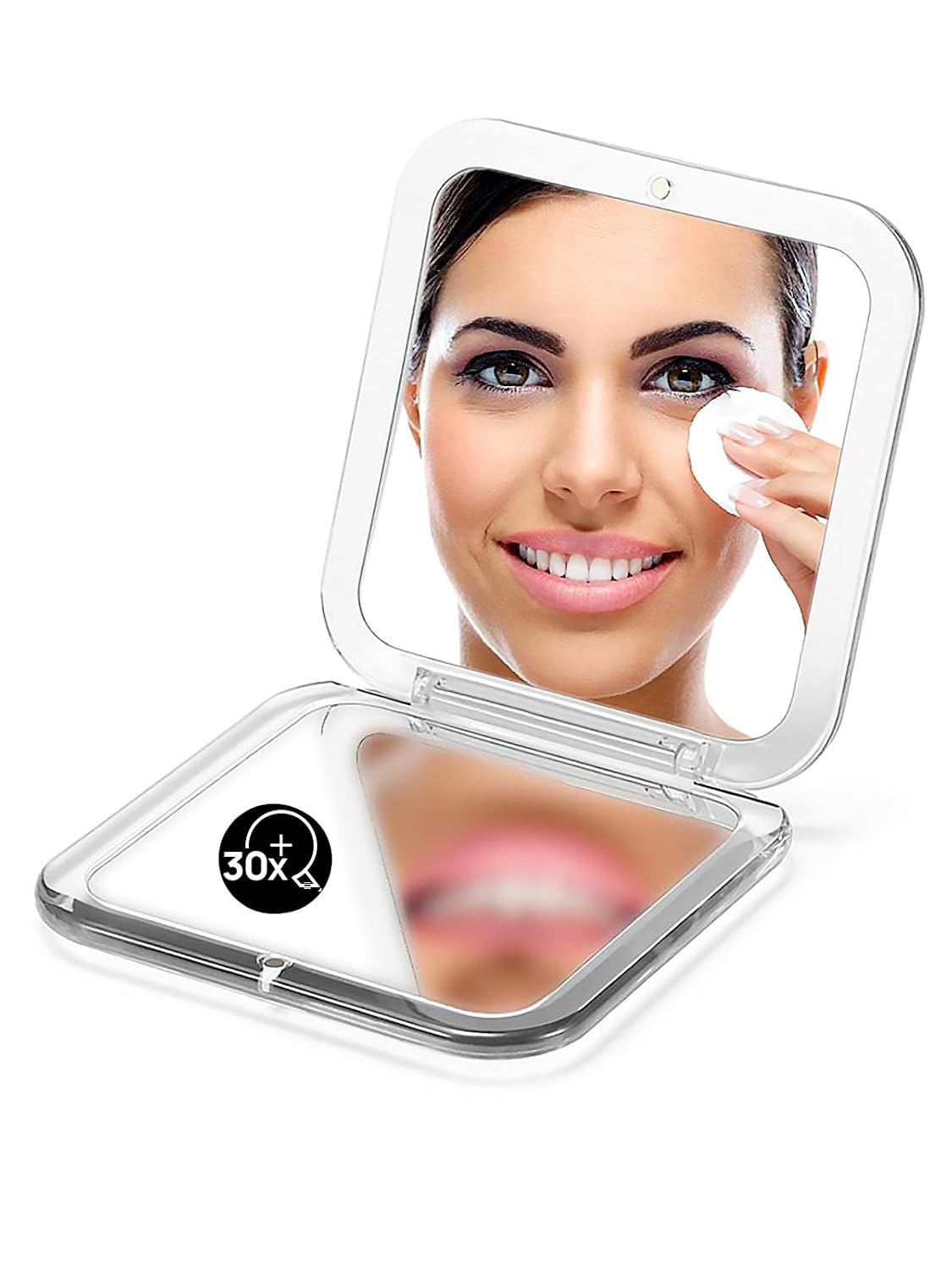 Folding Compact Mirror - 1X/15X Magnification | 3½” Pocket Size Travel Makeup Mirror (Black)