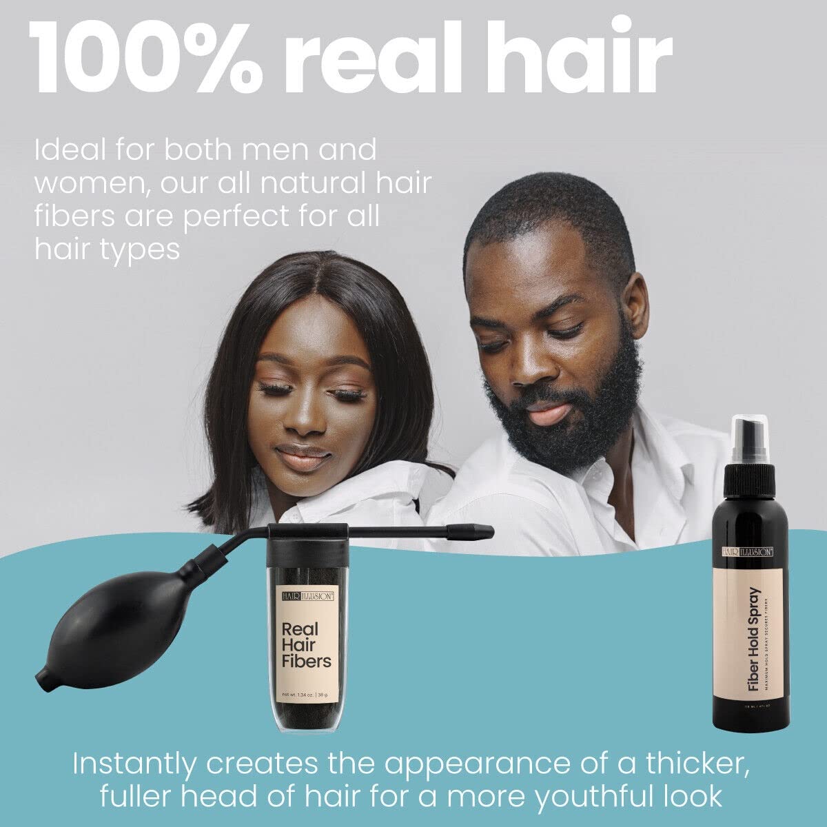 Hair Illusion Combo Kit - Hair Fiber Spray & Applicator Set | Brown, 38g