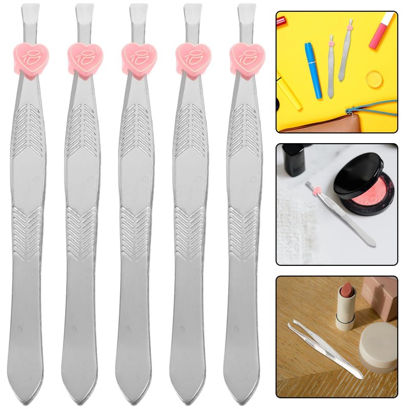 PERSELOSO 24Pcs Eyebrow Tweezers Set for Facial Hair Stainless Steel Precision Flat and Slanted Tips Eyebrow Hair Removal Tool for Women and Men Sliver