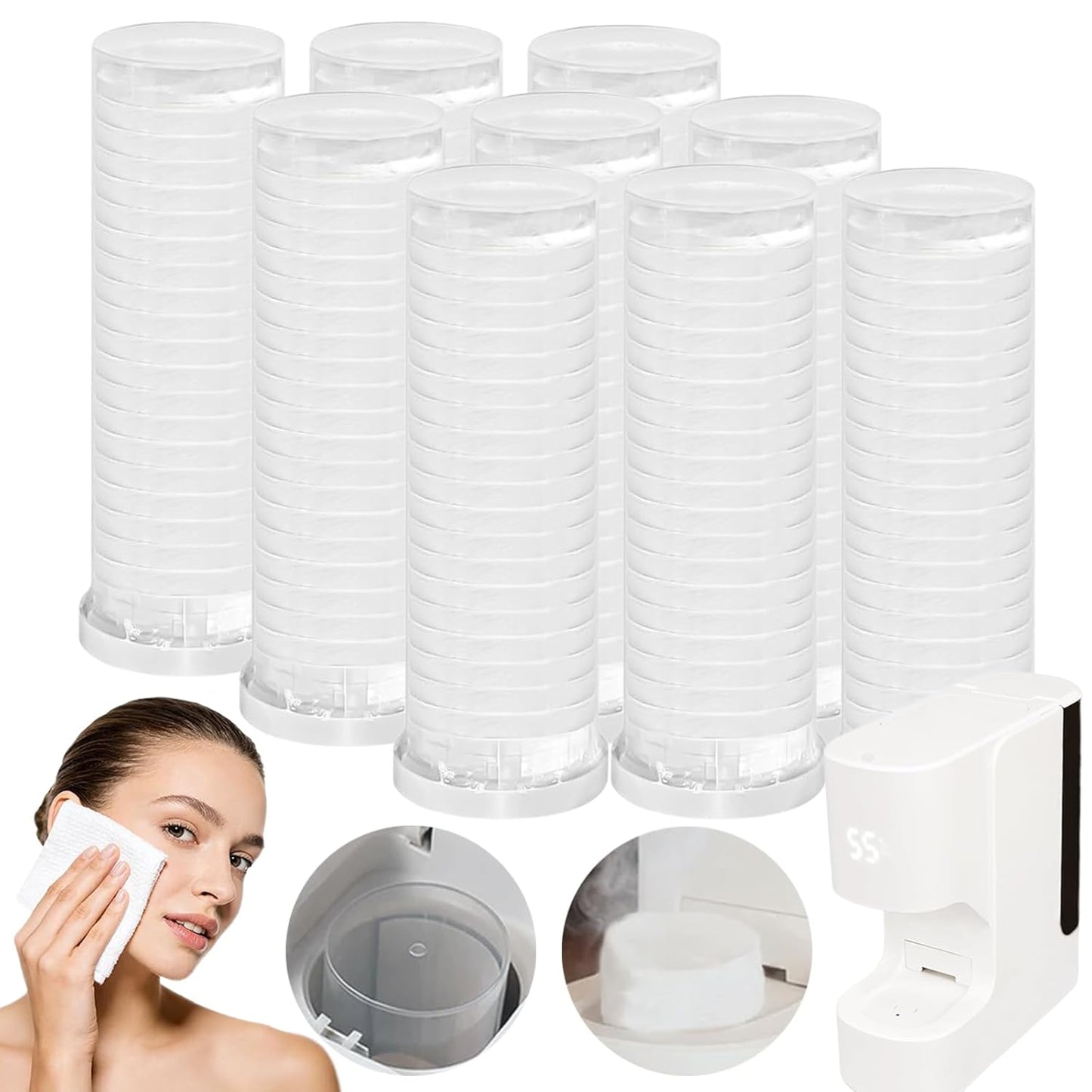Hot Towel Dispenser Refills - 120 Pcs Disposable Compressed Face Towels for Spa & Home Use