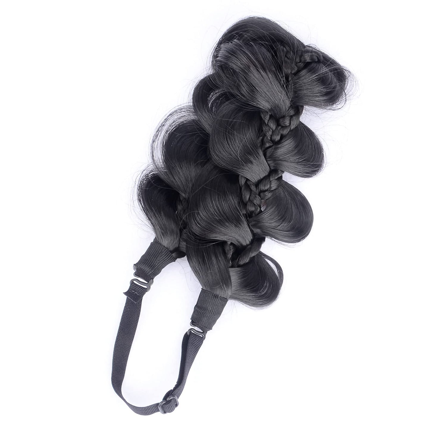 DIGUAN Kinky Synthetic Hair Braided Headband Wide Hairpiece Women Girl Beauty accessory (8-Natural Black)