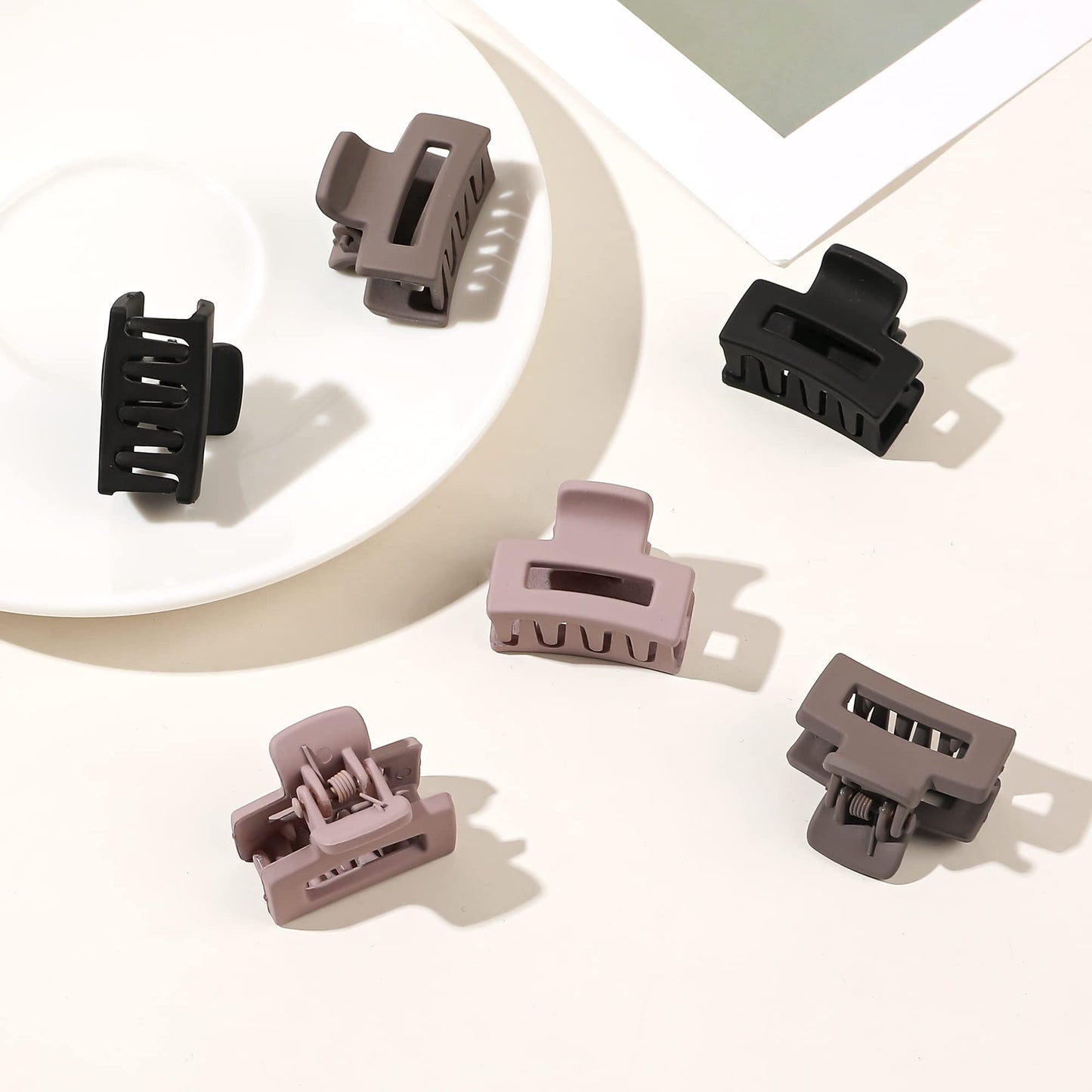 Small Claw Hair Clips for Women Girls - Mini Hair Clips Rectangle Tiny Claw Clips for Thin Hair Strong Hold Cute Jaw Clip Nonslip Hair Styling Accessories with Box