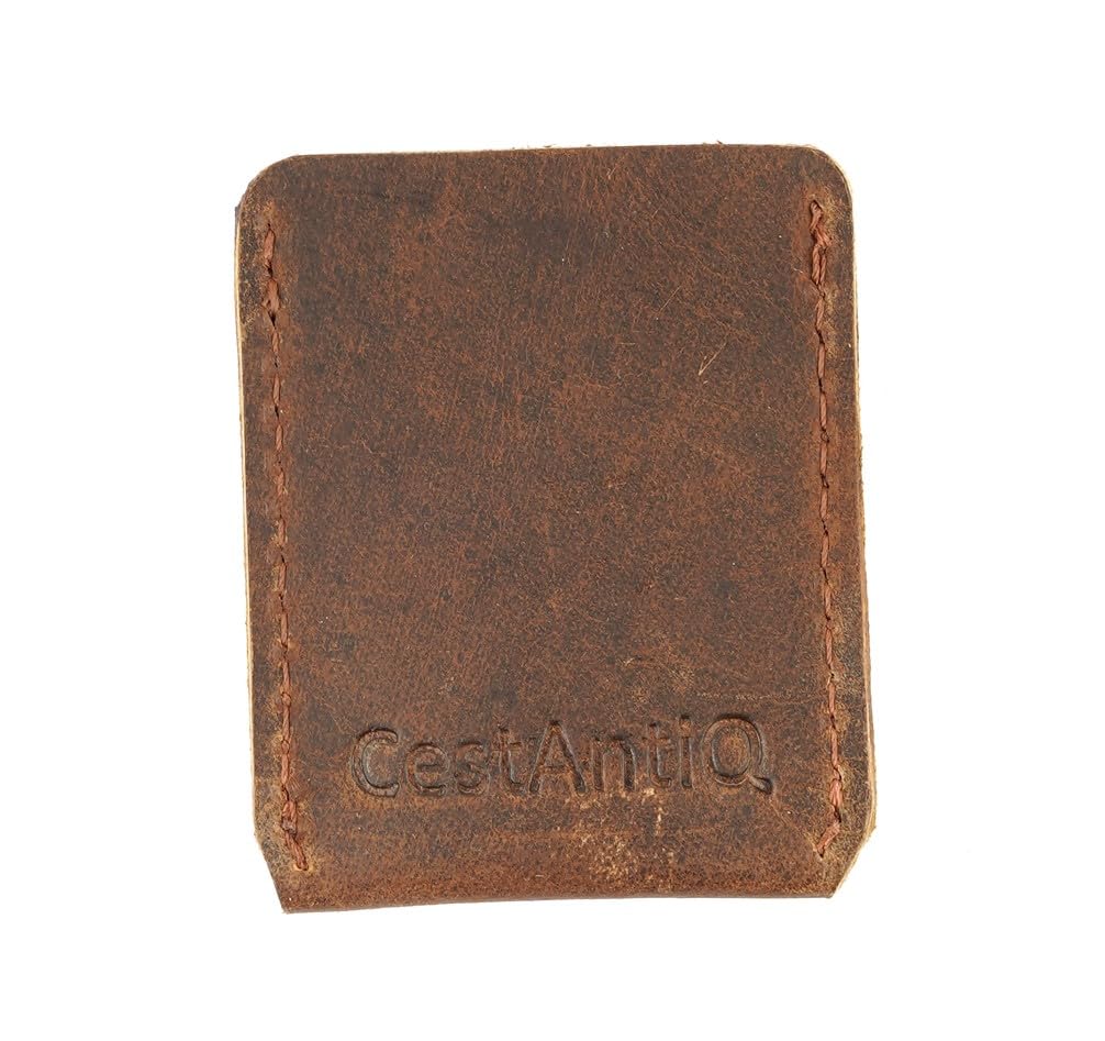 CestAntiQ Leather Safety Razor Cover – Double Edge Protector, Travel Shaving Pouch, Snap-On Head Guard, Durable Leather Case for DE Blades, Compact Shaving Accessory Pouch