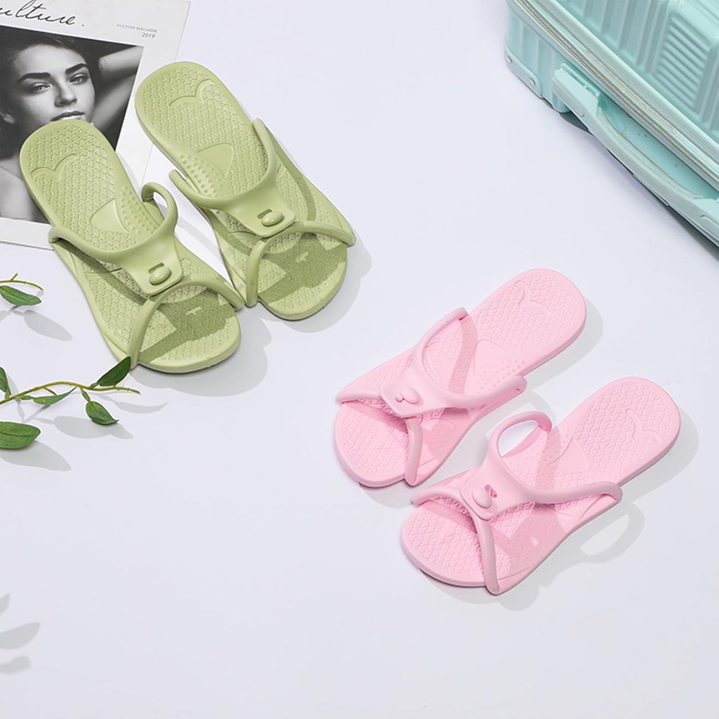 Travel Slippers | Foldable Non-Slip Shower Shoes for Men & Women - Quick-Dry Flip-Flop Sandals for Home, Gym, Spa, Pool, Beach