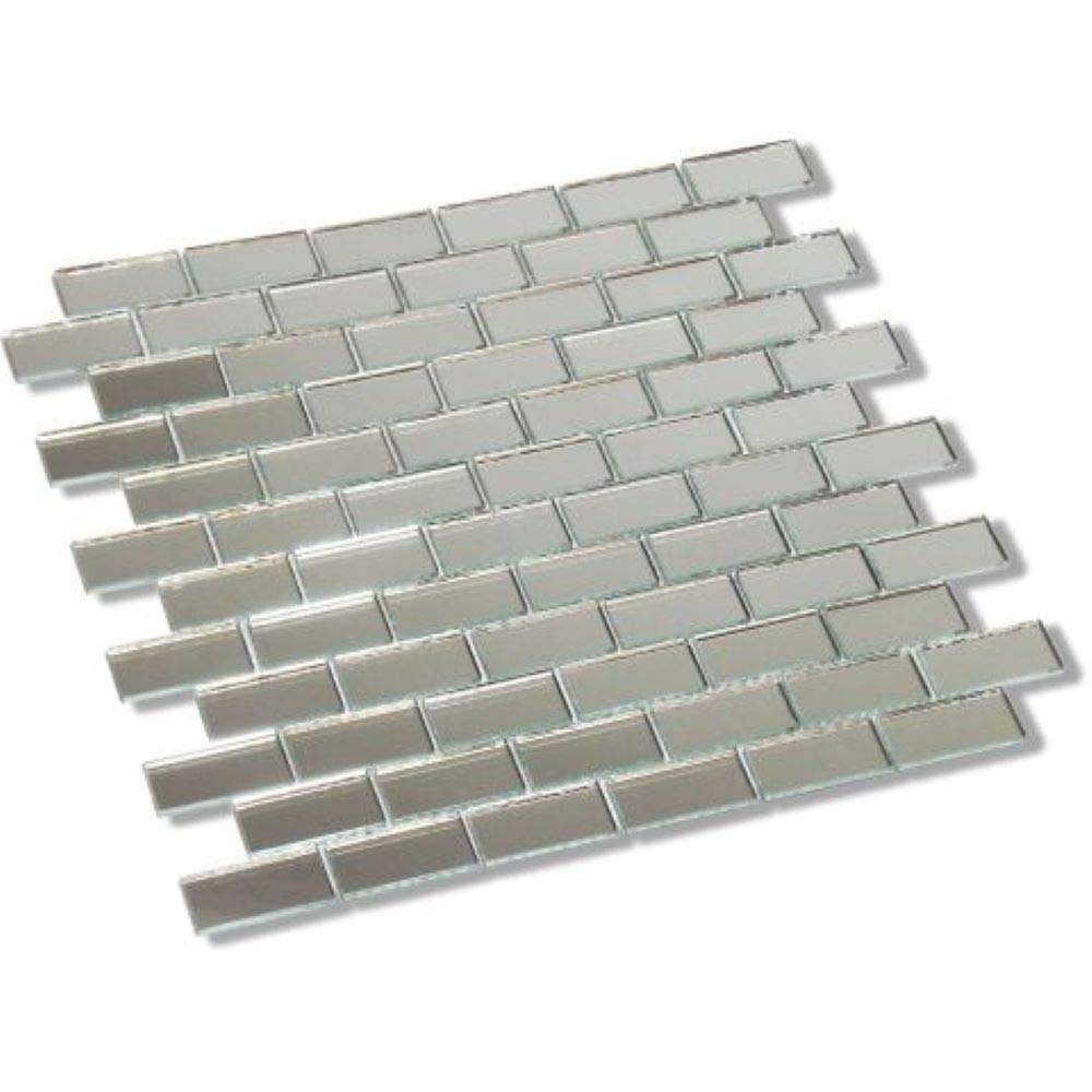 NUORUI Glass Mosaic Rectangles Brick-Shaped Mirror Mosaic Tiles (Pack of 60) (15 x 35 mm)