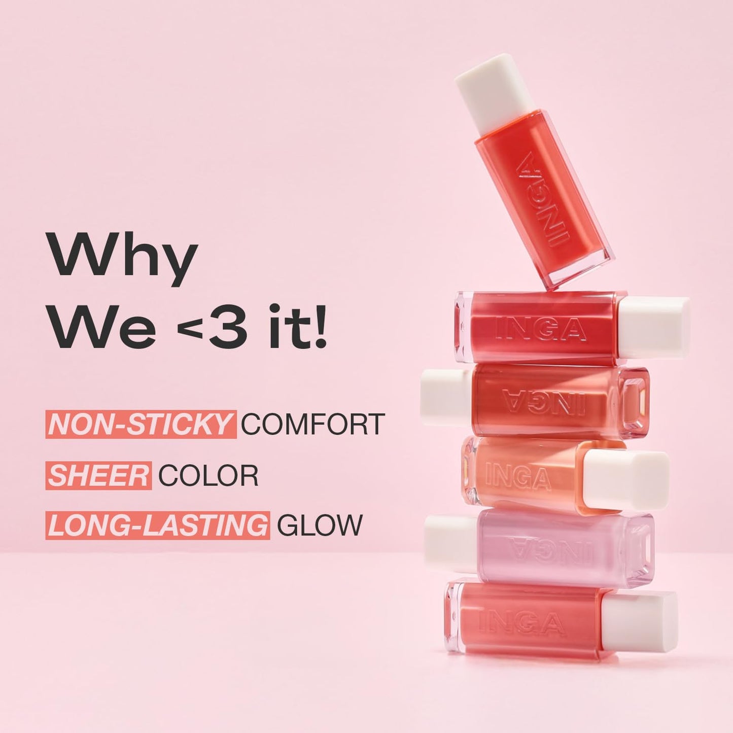 INGA Water Glow Lip Tint | Hydrating, Glossy Korean Lip Tint with Sheer Color & Glass-Like Shine | Long-Lasting, Non-Sticky Korean Lip Stain (WICKED)