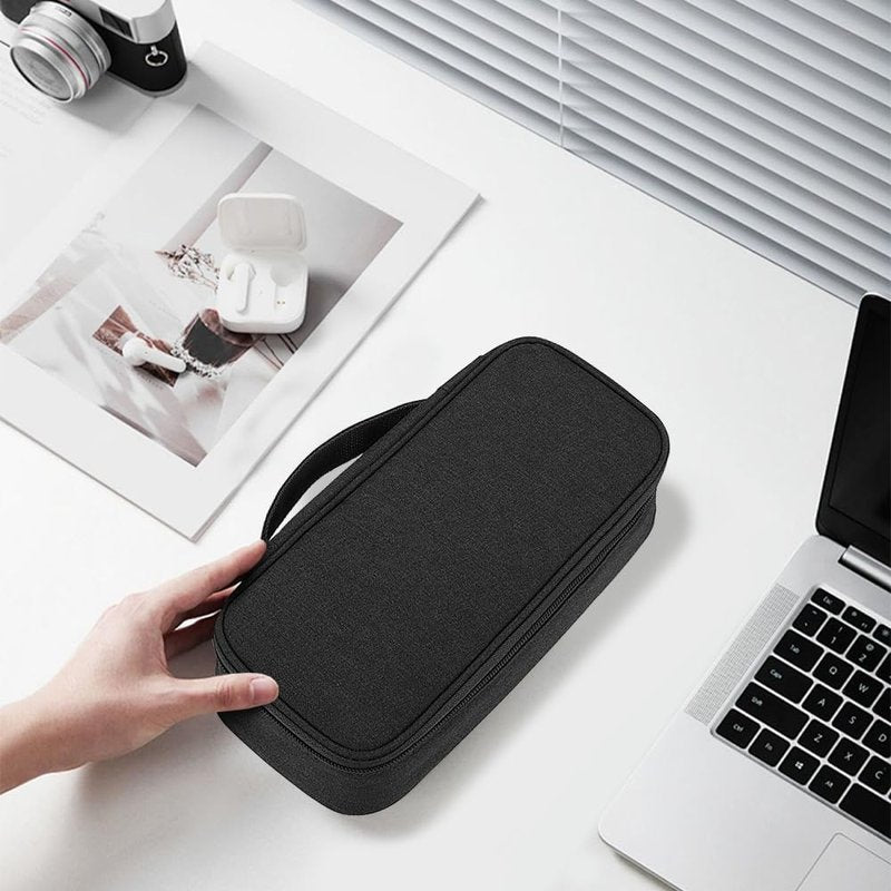 Teskyer Tech Organizer Pouch – Portable Waterproof Electronics Bag with Compartments for Cables, Chargers, Earbuds & Phone (Black)