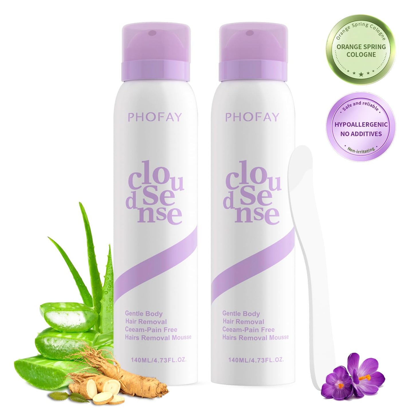 Hair Removal Cream for Sensitive Skin - Fast-Acting Aloe & Hyaluronic Acid Spray | 2 oz Depilatory Solution