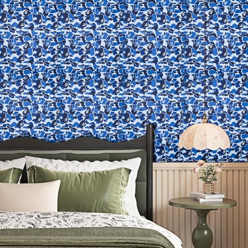 Thicker Blue Camouflage Drawer Liner - Self-Adhesive Contact Paper 17.7" x 117"