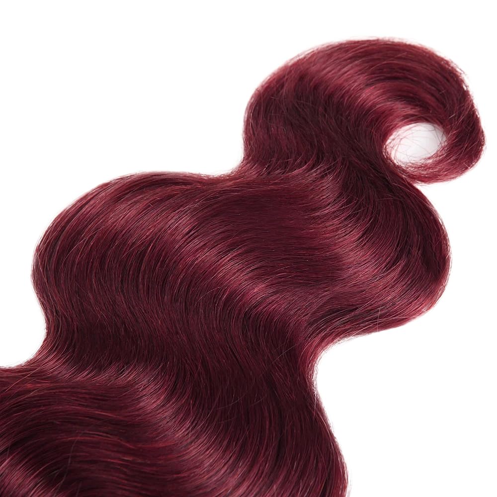 #99J Burgundy Bundles Human Hair Body Wave Bundles 28 30 32 Inch Wine Red Color Body Wave 3 Bundles 50g/Bundle Unprocessed Brazilian Virgin Remy Weave Hair Extensions for Black Women