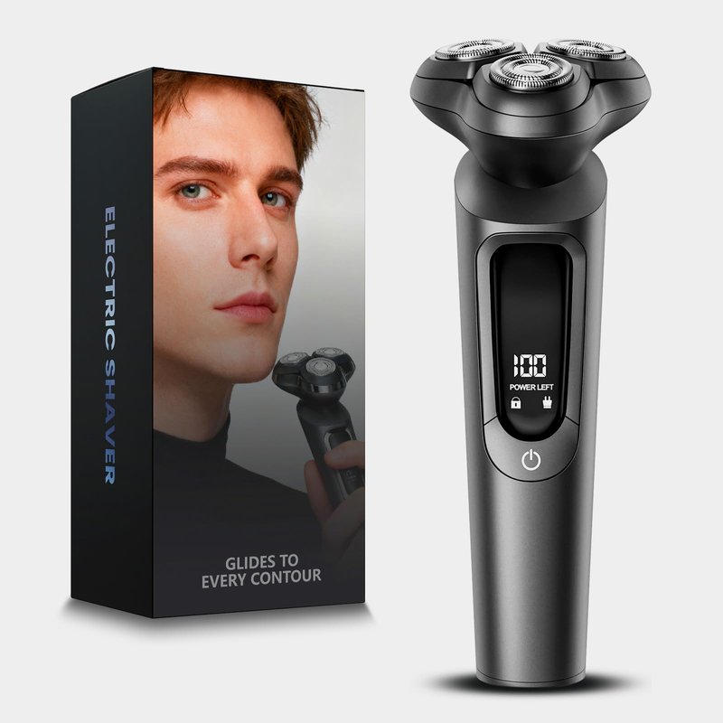 Electric Razor for Men, IPX8 Waterproof with Type-C Quick Charge, 3D Flex Blades & Pop-Up Trimmer, 90min Runtime, Travel Lock, Wet & Dry Shave, Taupe