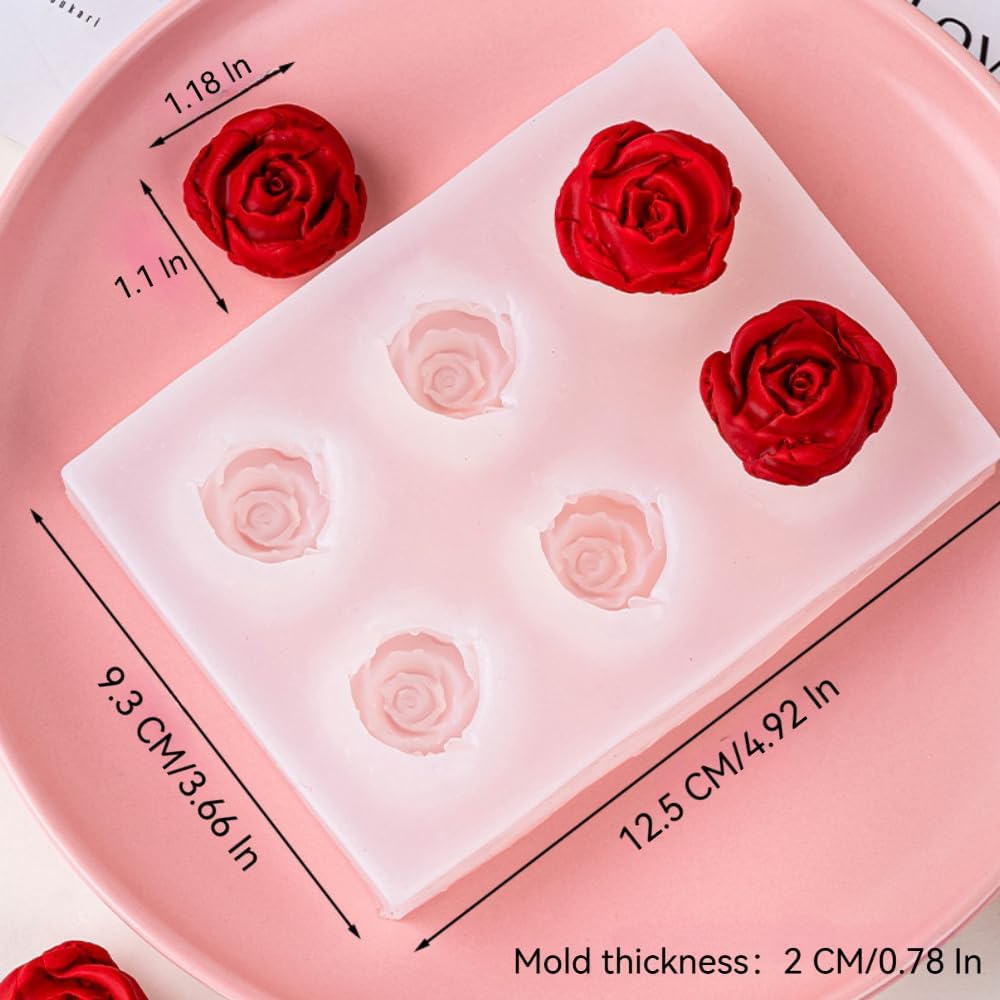 Rose Candy Mold - 6-Cavity Silicone Molds for Chocolate, Fondant & Ice Cubes | Perfect for Cake Decorating & Baking