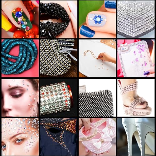 BYNYTO Dark Blue Face Gems 975pcs Self-Adhesive Rhinestones & Pearls for Makeup & DIY Crafts