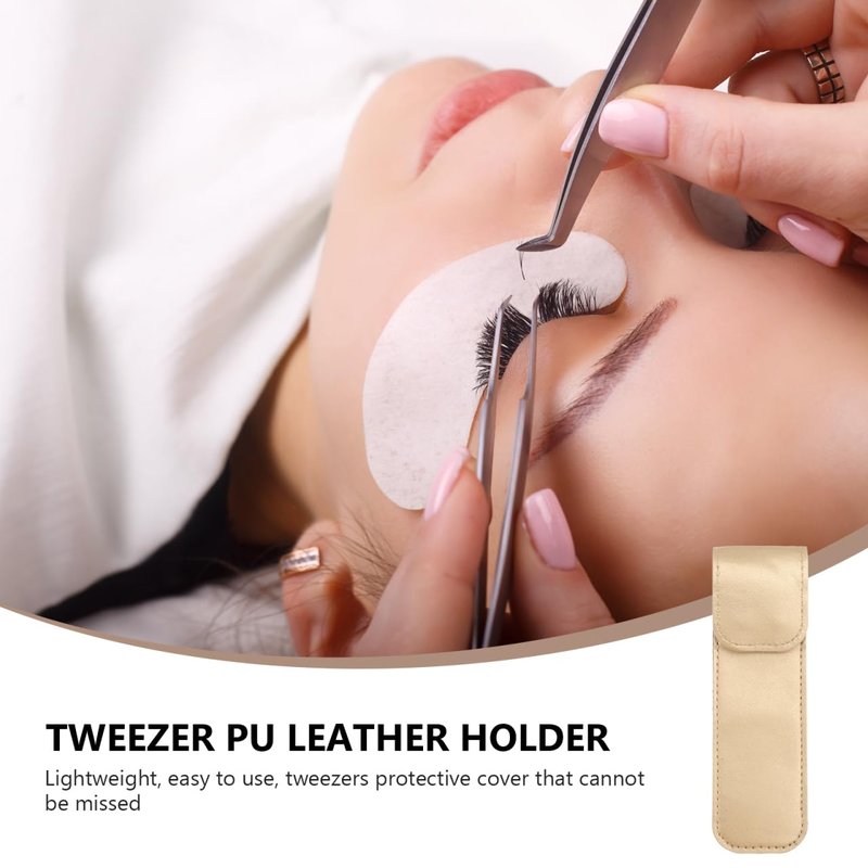 Ipetboom 3pcs Tweezers Protective Case, Beauty Eyelash Tweezer Sleeve Lashes Kit Eyelash Pliers Cover Lash Kit Protective Pliers Leather Sleeve Pu Leather Puller Miniature, 5.7x1.7in