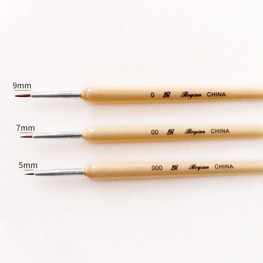 Calyuna Nail Art Liner Brushes, 3 Piece Set with Wooden Handle, for Flower, Petal & Leaves Gel Polish Design Painting