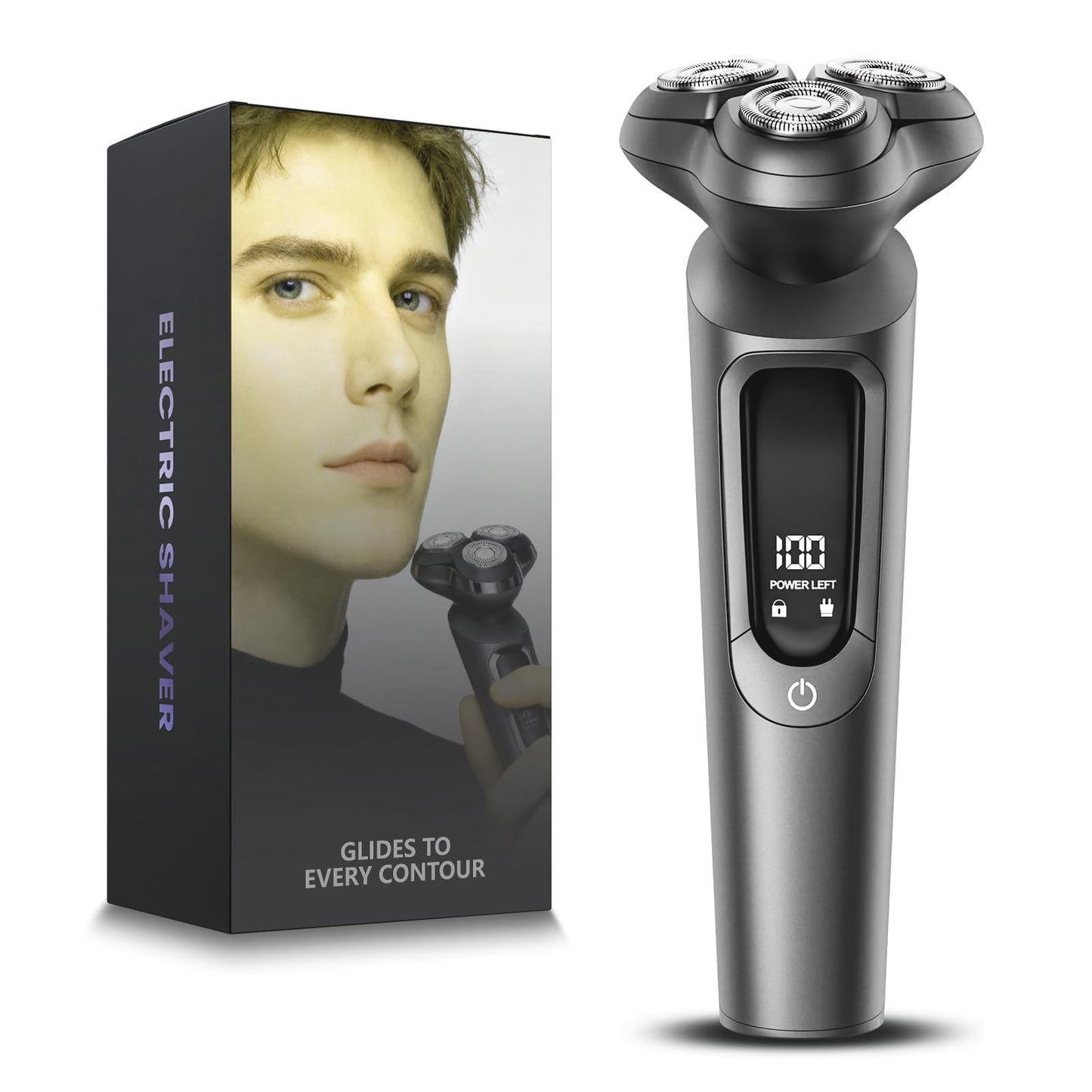 Electric Razor for Men, IPX8 Waterproof with Type-C Quick Charge, 3D Flex Blades & Pop-Up Trimmer, 90 min Runtime, Travel Lock, Wet & Dry Shave, Smoke Gray