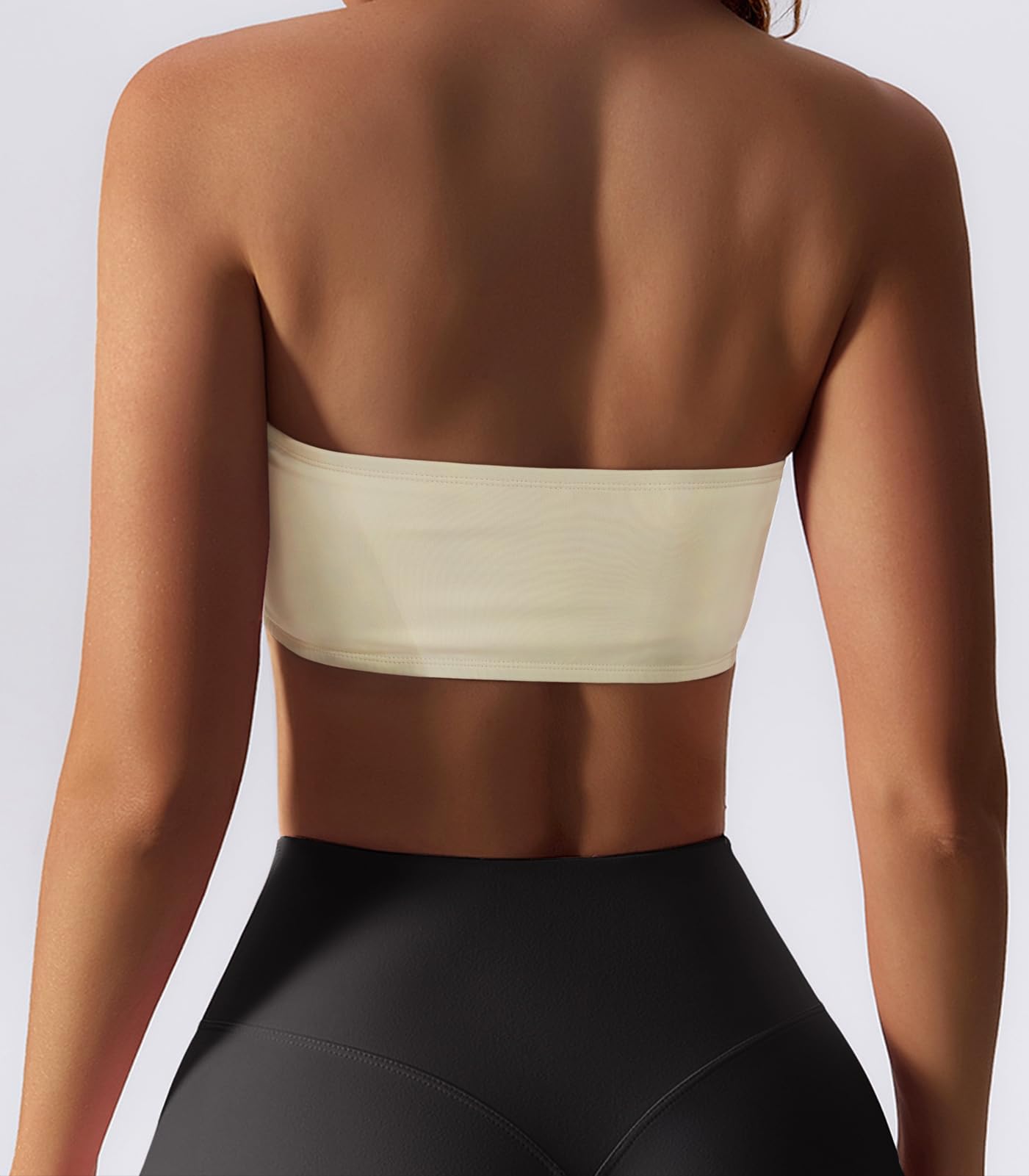 Boudaner Women’s Padded Bandeau Sports Tube Top Bra Strapless Wireless Solid Seamless Yoga Workout Bralette