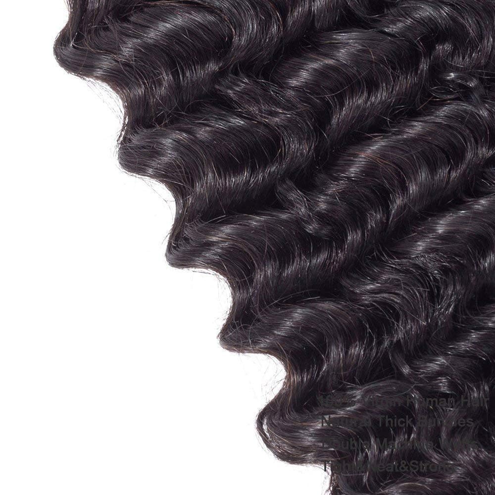 Deep Curly Bundles Human Hair Loose Deep Wave Bundle Unprocessed Virgin Remy Hair 3 Bundles 18 20 22 Inch 300g Black Deep Wave Bundle Hair Weave