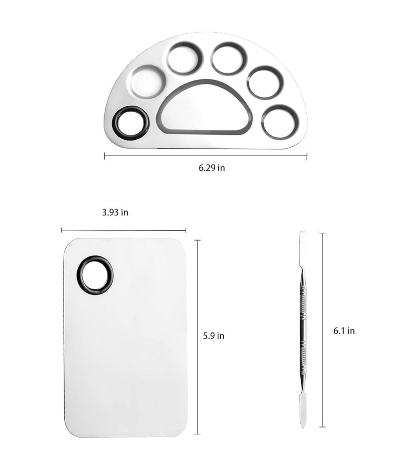 Makeup Mixing Palette - Stainless Steel Artist Tool for Foundation, Eyeshadow & Nail Art | 2PCS