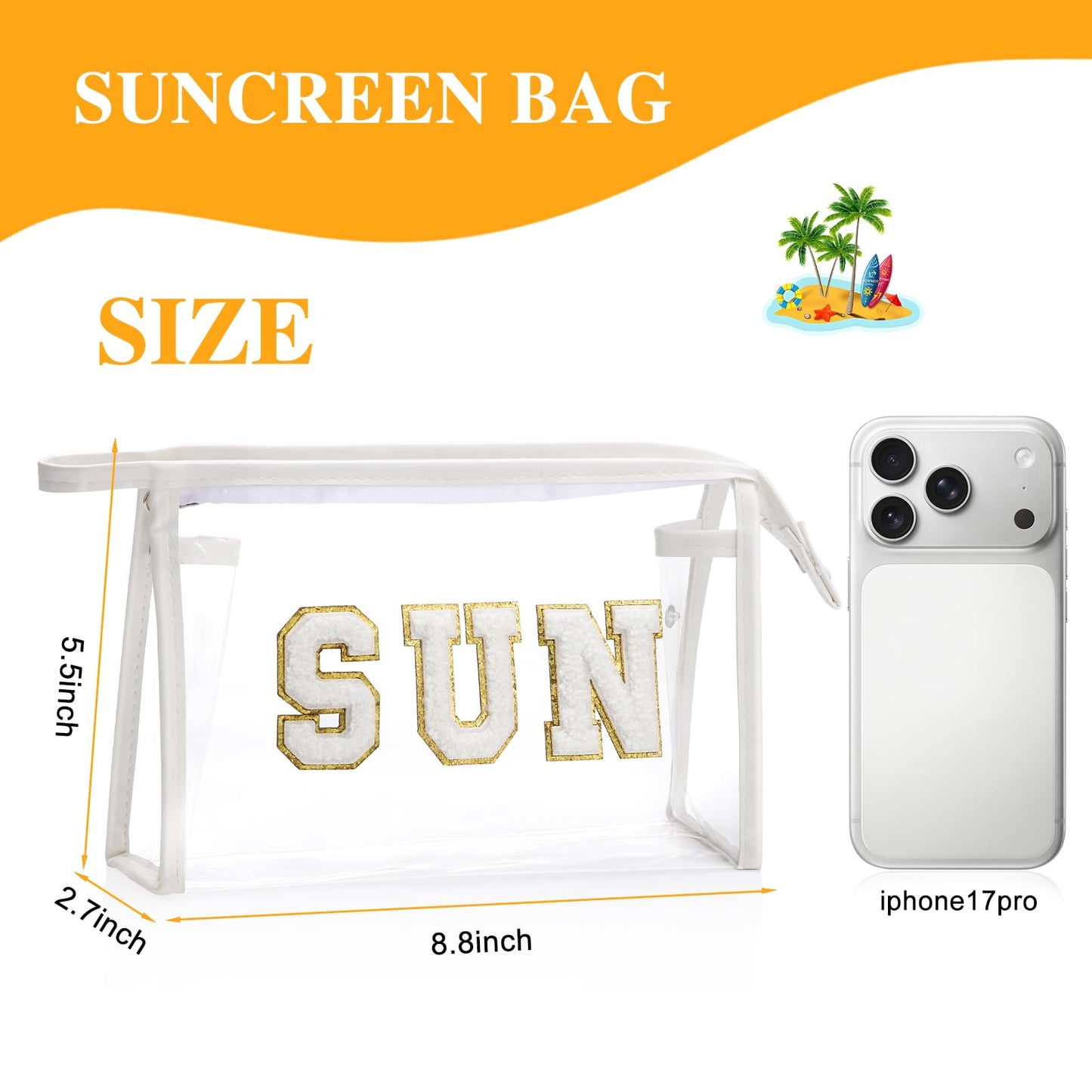 Narsikar Sunscreen Bag Clear Makeup Toiletry Pouch Beach Vacation Essentials for Women