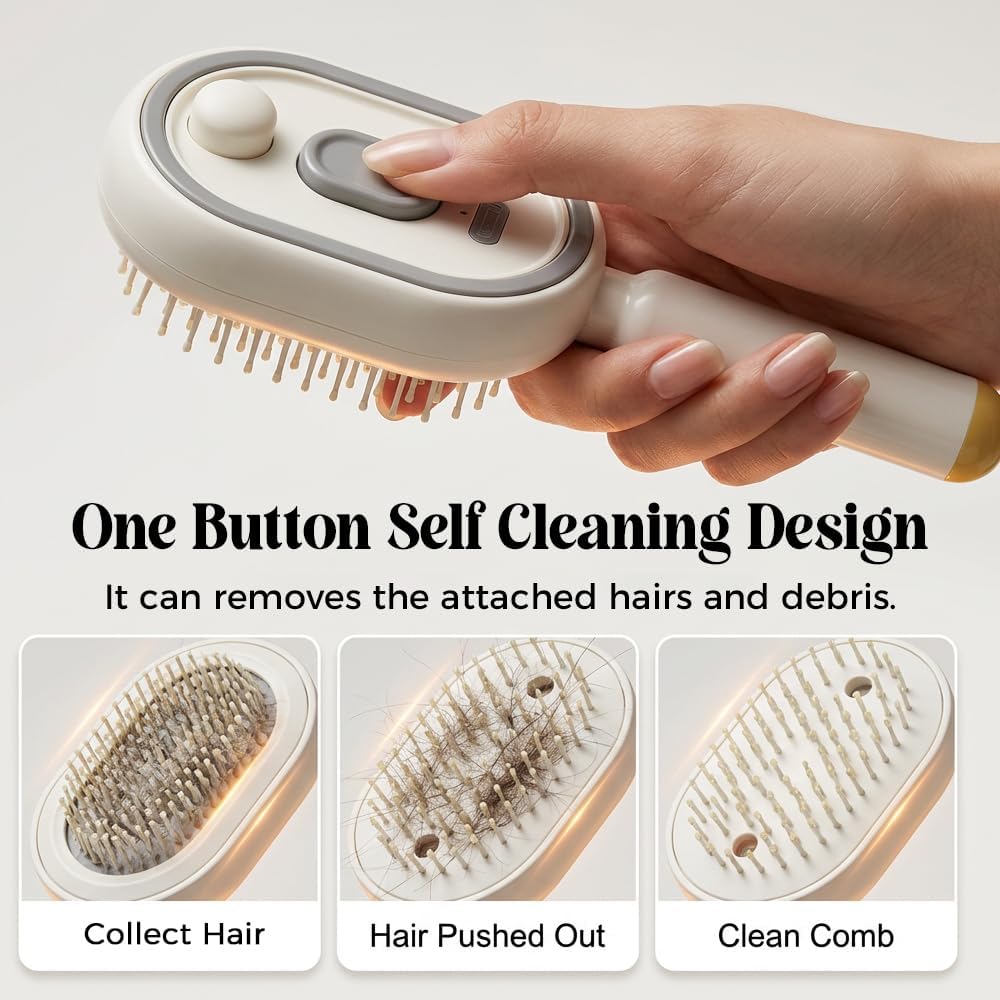 Electric Steam Brush for Hair, 2026 New Rechargeable Hair Straightener Brush with Detangling Comb, Water Spray Hair Brush for Both Long & Short Hairs (White)