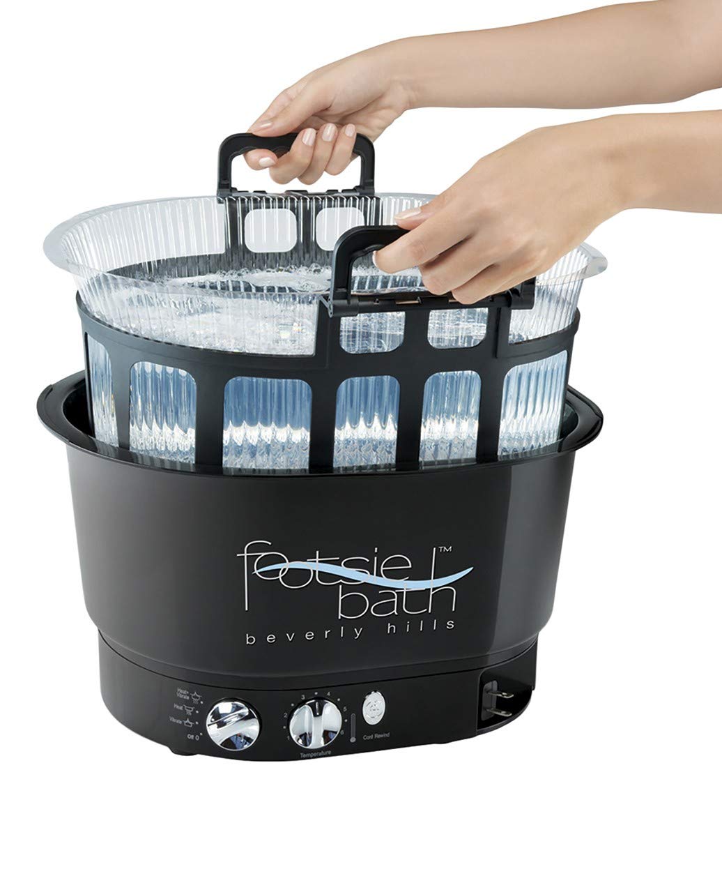 Pibbs PS92 No Plumbing Pedicure Spa Chair with Footsie Bath & Disposable Liners, Reclining Swivel Vibration Chair, Adjustable Footrest & Durable Fiberglass Base, Black, 57"x33"x16", PIB-PS92
