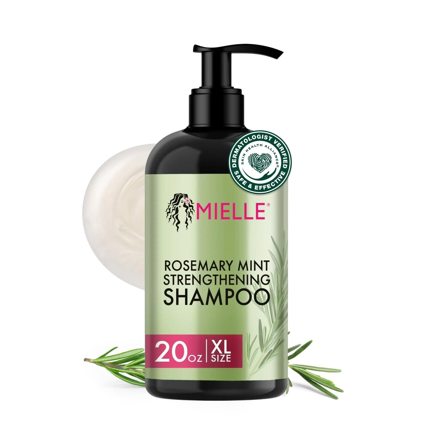 Mielle Organics Rosemary Mint Biotin Shampoo - Strengthening & Moisturizing Hair Care for All (12 oz)