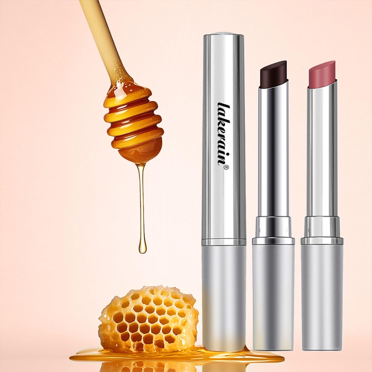 Mrettick 2PCS Honey Lipstick Tinted Lip Balm in Black and Pink,Sheer Hydrating Lipstick for All Skin Tones - Moisturizing Lip Color - Natural Glossy Finish