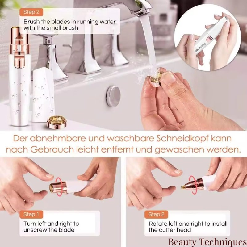 Beauty Techniques Finishing Touch Flawless Women's Painless Hair Remover, Rechargeable,White/Gold Eyebrow & Facial Trimmer: 2 in1 Rechargeable