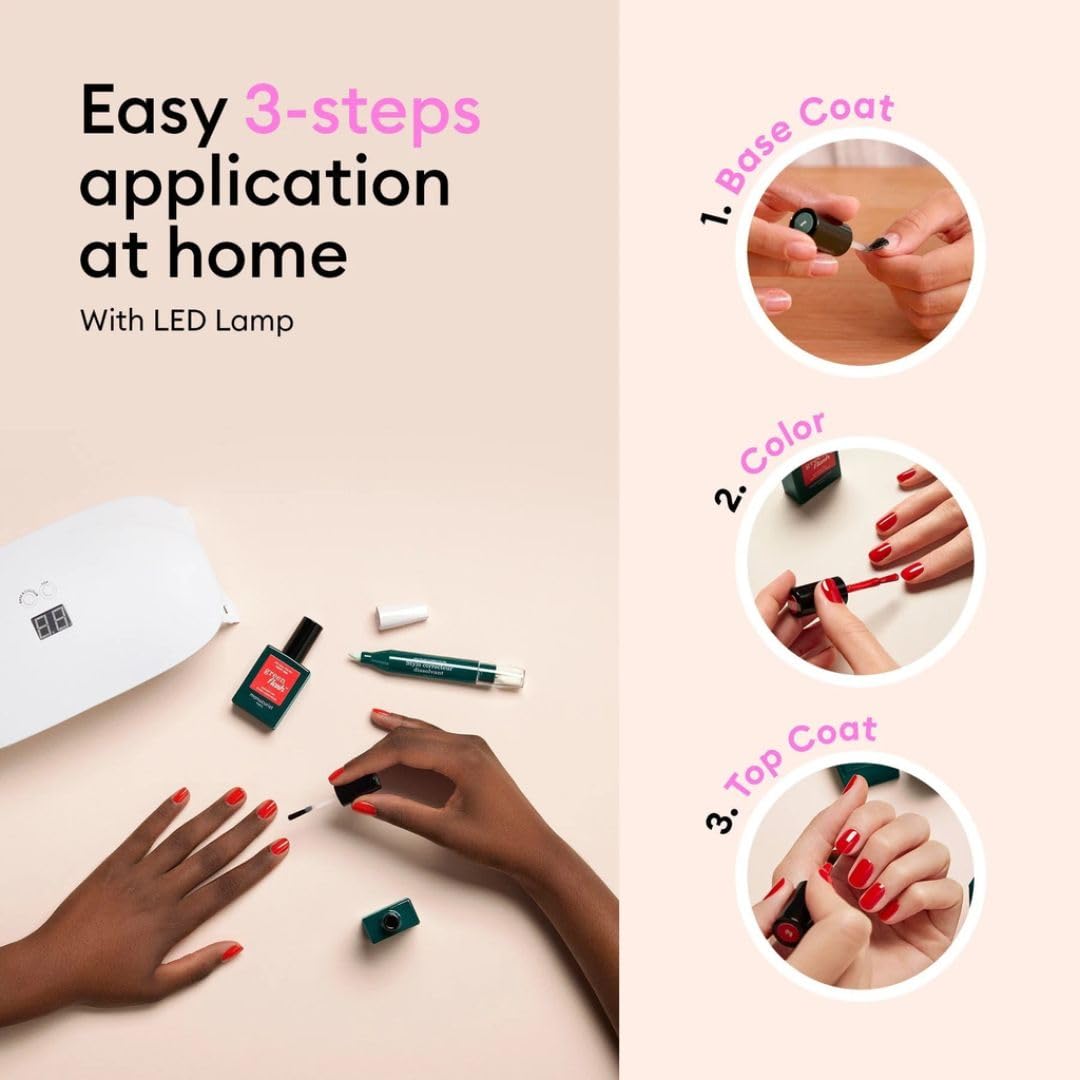 Manucurist Green Flash LED Sheer Pale Pink Hortencia Gel Nail Polish - Vegan, 12-Free, Plant-Based - Strengthens and Protects the Nail - Gel Polish - Made in France - 0.5 fl oz