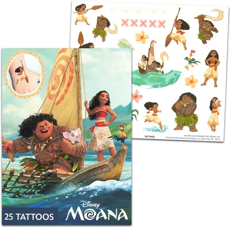 25pcs Moana Temporary Tattoos for Kids | Fun Party Favors
