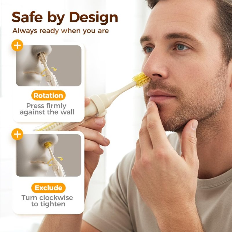 2-in-1 Nasal Hair Cutter, 2026 New Nose Hair Trimmer for Men Women, 360° Rotating Portable Manual Nose Hair Remover Tool with Ear Picker, Double Sided Noses Hairs Knife Travel Essentials (Beige 3PCS)
